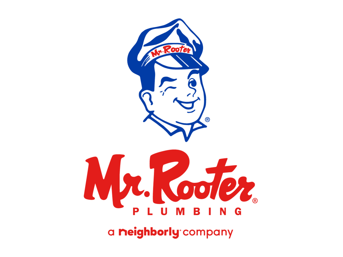 Logo featuring a cartoon plumber with a hat labeled "Mr. Rooter," the text "Mr. Rooter Plumbing," and "a neighborly company" below, representing trusted home repair and restoration service.